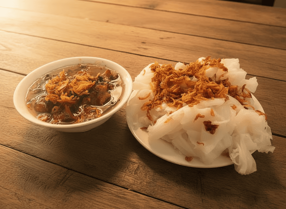 Món bánh cuốn chả tại quán Minh Ngọc Như Ý